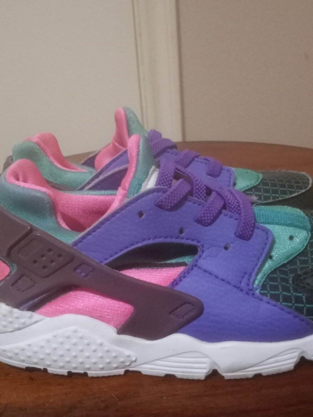 Nike Toddler Huarache Run Ultra Green/Purple Running Sneakers SZ 10C BQ7098-300 - Picture 4 of 13
